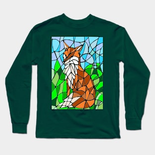 Mosaic stained glass fox Long Sleeve T-Shirt